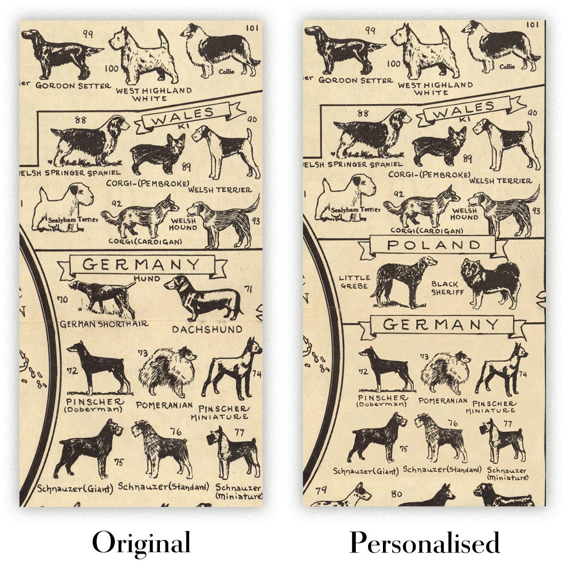 Image showing the difference between an Original map and a Personalised map
